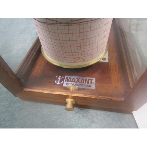 1341 - CASED SWISS MAXANT BAROGRAPH, 30CM W AND ACCESSORIES