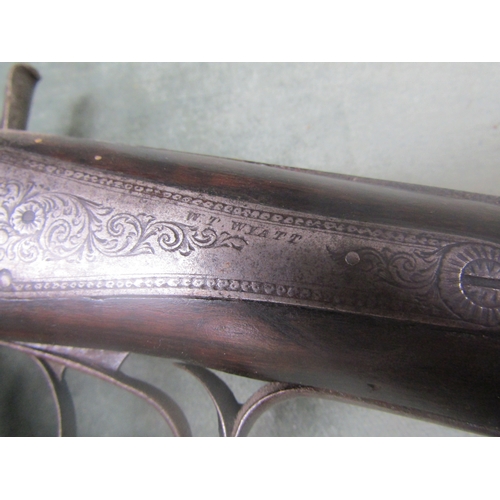 1362 - ANTIQUE DOUBLE BARREL RIFLE, 119CM L