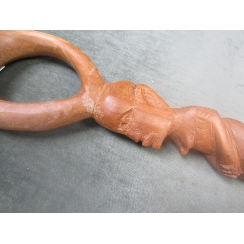 1372 - CARVED AFRICAN WALKING STICK, 84CM H