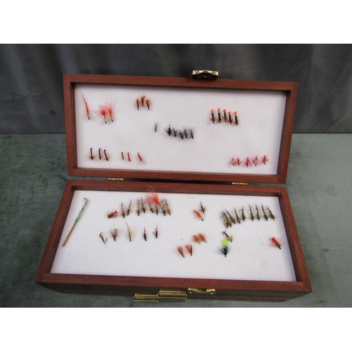 1391 - CASED SET OF FISHING FLIES, CASE 29CM W