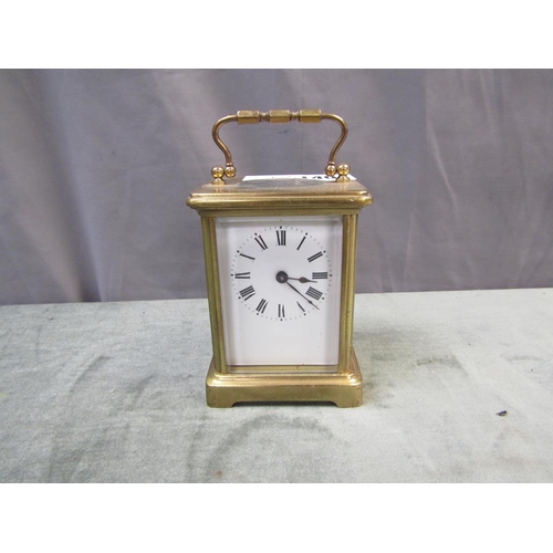 1404 - BRASS CASED MANTEL CLOCK, 12CM  H