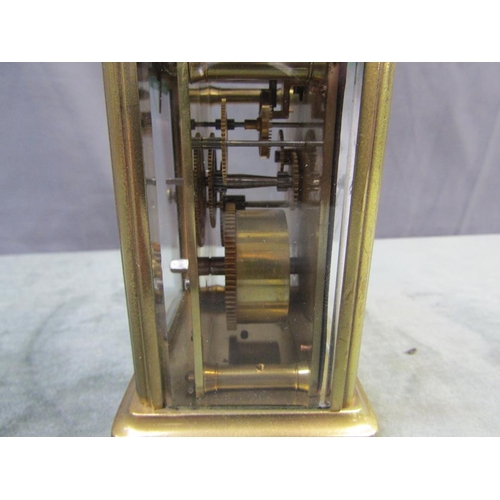 1404 - BRASS CASED MANTEL CLOCK, 12CM  H