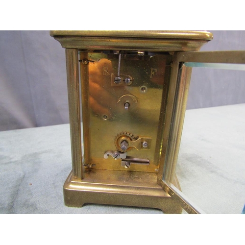 1404 - BRASS CASED MANTEL CLOCK, 12CM  H