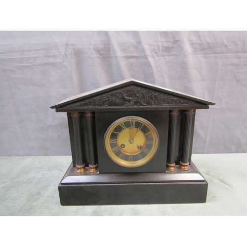 1407 - VICTORIAN SLATE MANTEL CLOCK, 29CM H