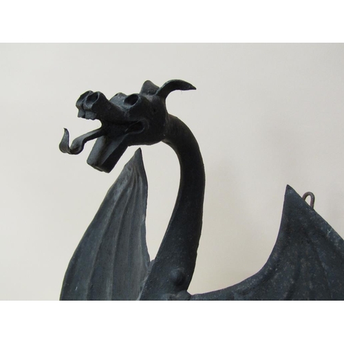 1362A - METAL DRAGON WALL BRACKET WITH HANGING CERAMIC JARDINIERE