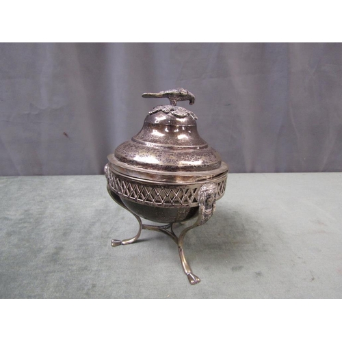 1658 - SILVER BOWL ON STAND WITH PARROT TERMINAL, POSSIBLY MALTESE