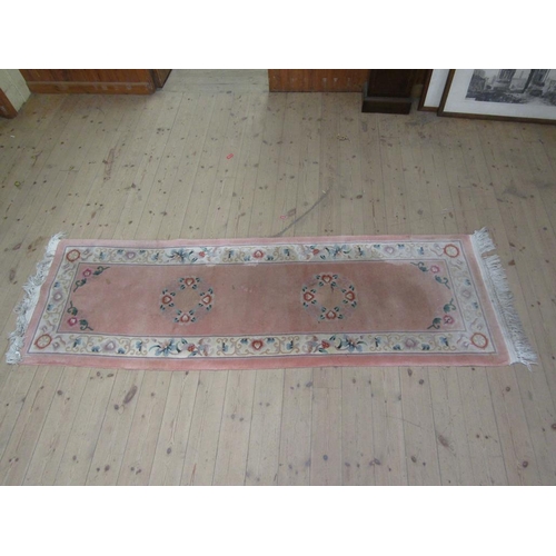 1818 - PINK AND BEIGE RUG, 79.5CM X 266CM