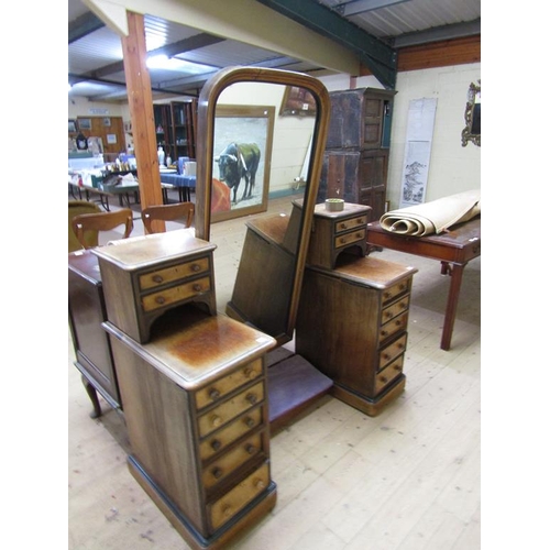 1820 - VICTORIAN BURR WALNUT PEDESTAL DRESSING TABLE