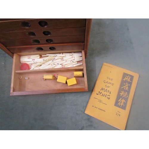 1307A - MAH JONG SET; CARVED CASE