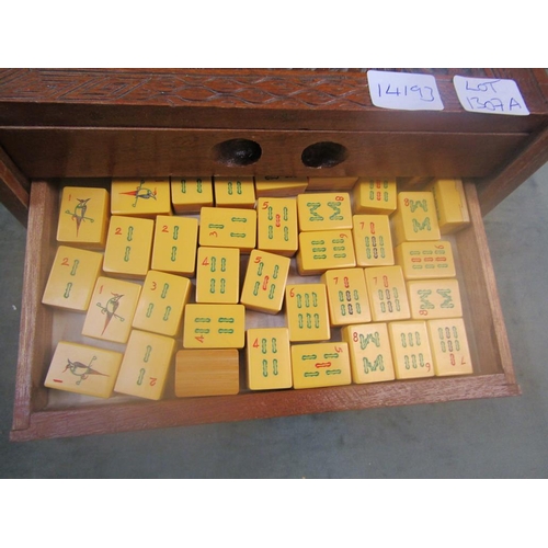 1307A - MAH JONG SET; CARVED CASE