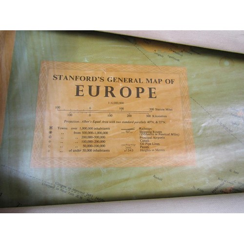 1289 - STANFORDS GENERAL MAP OF EUROPE, 120CM W