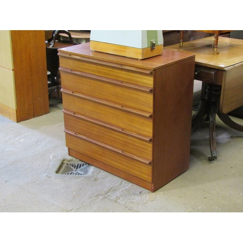 666 - TEAK FIVE DRAWER CHEST