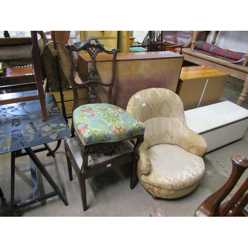 700 - PIANO STOOL, VICTORIAN CHAIR, TUB CHAIR