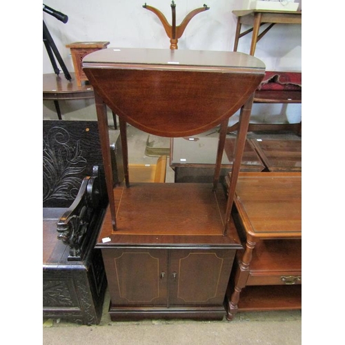 709 - INLAID CUPBOARD AND AN EDWARDIAN PEMBROKE TABLE