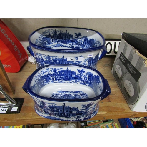 104 - PAIR OF BLUE AND WHITE CERAMIC FOOTBATHS