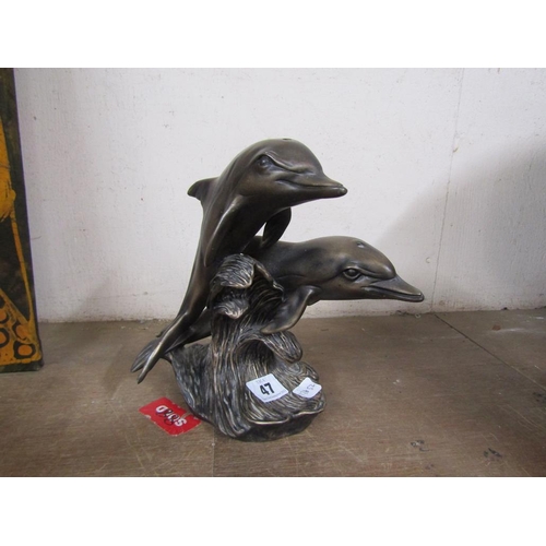 47 - PAIR OF BRONZED DOLPHINS