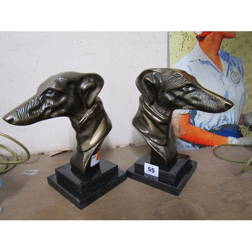 55 - PAIR OF BRONZED GREYHOUNDS