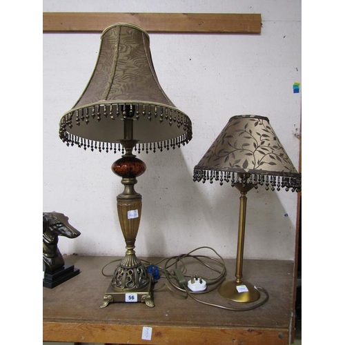 56 - PAIR OF GILT LAMPS AND SHADES