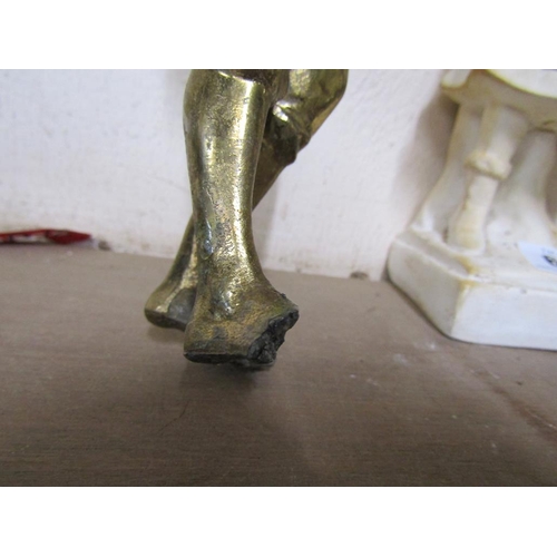 60 - VICTORIAN PLASTER FIGURE AND A BRASS MUSICIAN