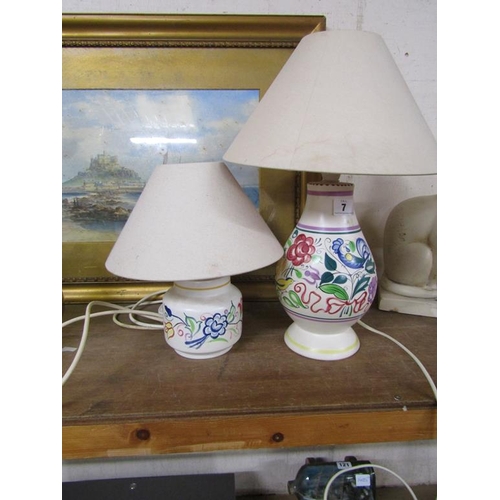7 - TWO POOLE POTTERY HAND PAINTED LAMPS