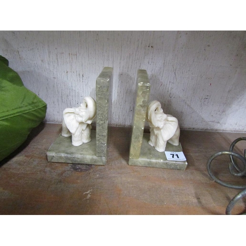 71 - PAIR OF IVORINE AND ALABASTER ELEPHANT BOOKENDS