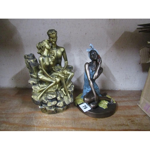 75 - TWO BRONZED FIGURES