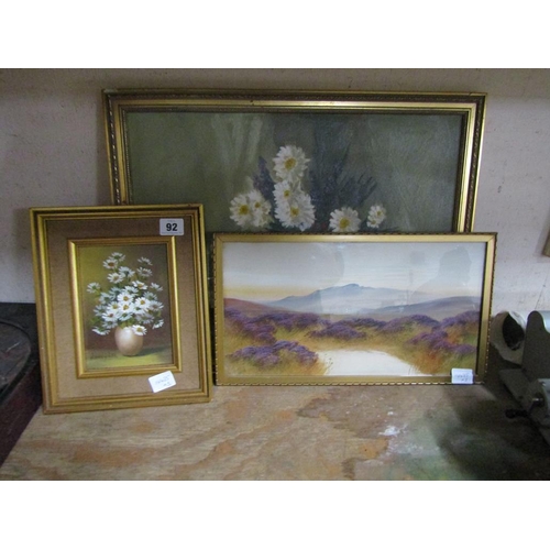 92 - FRAMED STILL LIFE AND A HIGHLAND SCENE