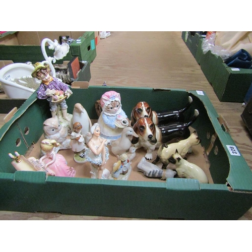 228 - BOX OF CERAMIC ORNAMENTS, ANIMALS ETC