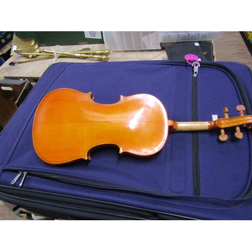 236 - VIOLIN, CASE AND BOW - 55cms total length, 33.5cms body