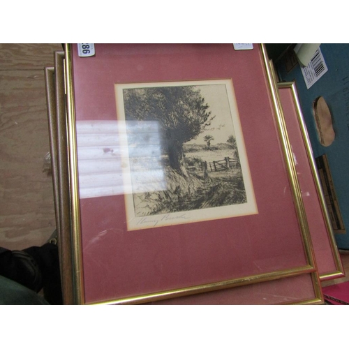 286 - FRAMED ETCHINGS