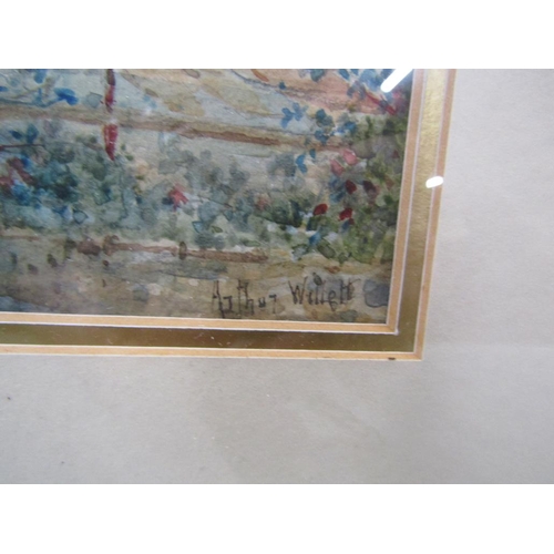 1206 - ARTHUR WILLETT - CLOVELLY, SIGNED WATERCOLOUR F/G 34 x 25cms