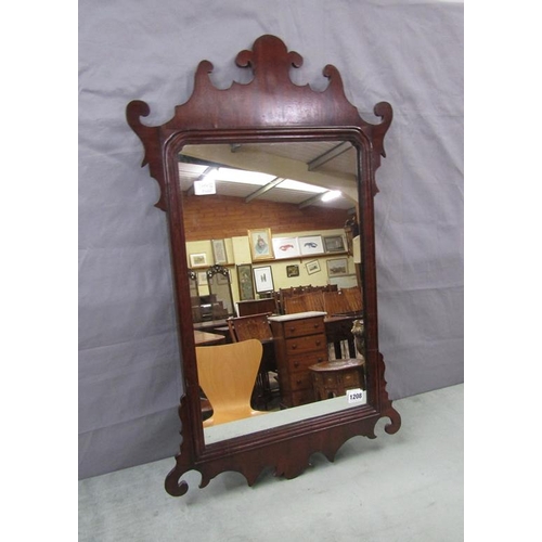 1208 - WILLIAM AND MARY STYLE FRET CUT WALL MIRROR 80 x 48 cms