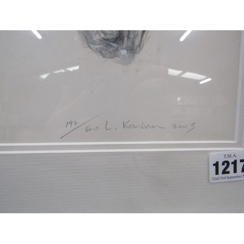 1217 - L KRAVAN 2005 - PORTRAIT OF A HORSE, BLACK AND WHITE PRINT F/G 41 x 29 cms