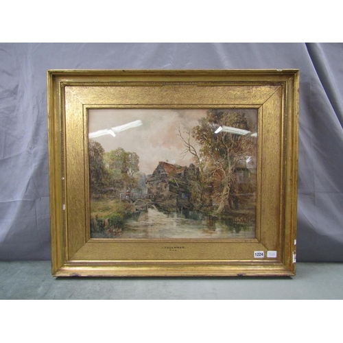 1224 - J FAULKNER - THE DERELICT MILL UNSIGNED WATERCOLOUR, F/G 42 x 55 cms