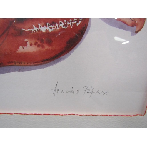 1241 - PAIR COLOURED PRINTS OF LOBSTERS BY ANNABELLE FAIRFAX, EACH F/G 26 x 45 cms