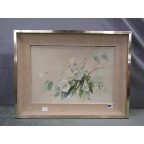 1257 - VERNON WARD - HARMONY IN GREEN AND WHITE SIGNED OIL ON CANVAS.  FRAMED 33.5 x 49cms