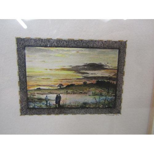 1276 - ROBERT BATES - IN THE PATTERNS OF THE SKY, SIGNED MINIATURE WATERCOLOUR F/G 4 x 5.5 cms