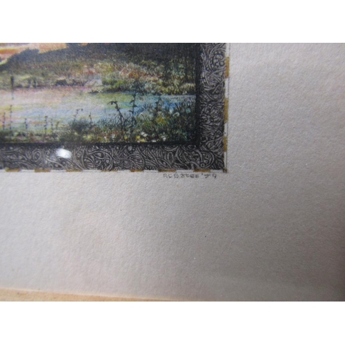 1276 - ROBERT BATES - IN THE PATTERNS OF THE SKY, SIGNED MINIATURE WATERCOLOUR F/G 4 x 5.5 cms