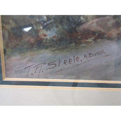 1277 - T R STEELE - THE DERELICT WINDMILL, WATERCOLOUR F/G 26 x 35 cms