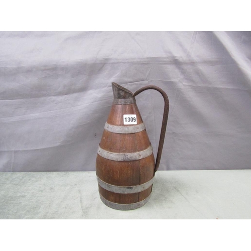 1309 - COOPERED KEG - 30cms H