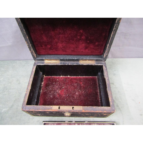 1330 - VICTORIAN LEATHER JEWELLED BOX - 24cms W