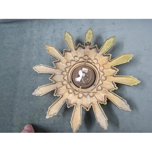 1358 - GILT WOOD SUNBURST WALL CLOCK 46cms