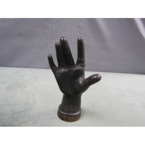 1400 - CAST IRON FIGURE OF A HAND 12cms H