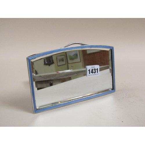 1431 - SILVER BLUE ENAMEL FRAMED MIRROR