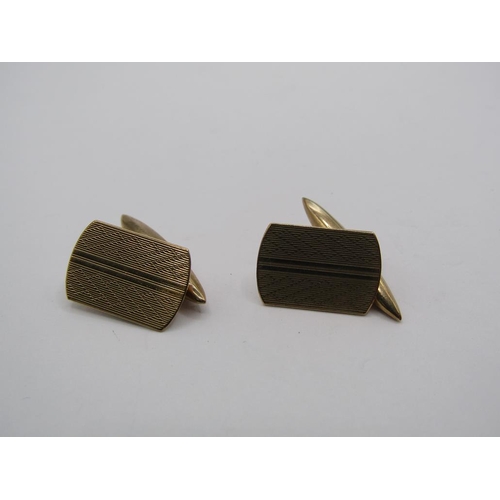 1462 - PAIR OF 9ct GOLD ENGINE TURNED CUFFLINKS - 3.8g