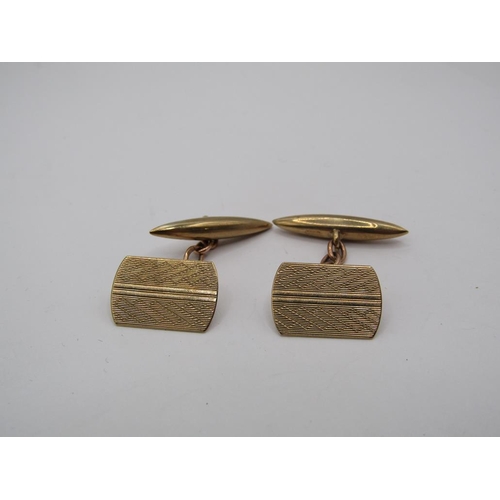 1462 - PAIR OF 9ct GOLD ENGINE TURNED CUFFLINKS - 3.8g