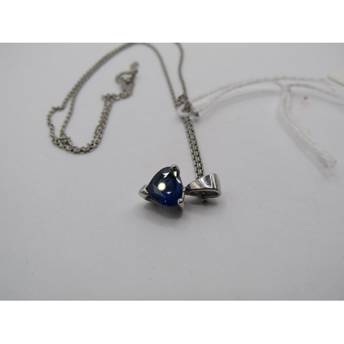 1466 - PLATINUM NECKLACE WITH A SAPPHIRE SET PENDANT