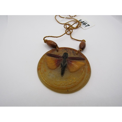 1467 - FRENCH ART NOUVEAU STONE BUTTERFLY PENDANT NECKLACE