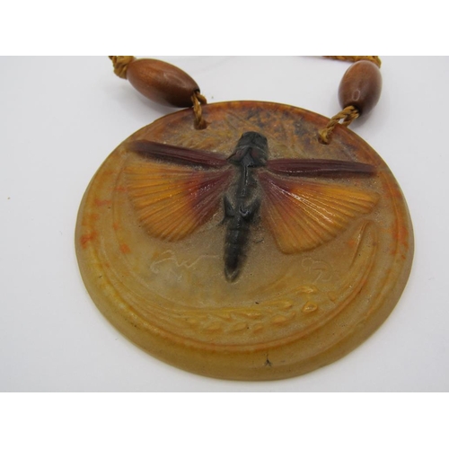 1467 - FRENCH ART NOUVEAU STONE BUTTERFLY PENDANT NECKLACE