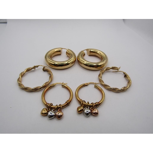 1476 - BOX OF THREE PAIRS OF 9ct GOLD EARRINGS 14.6g